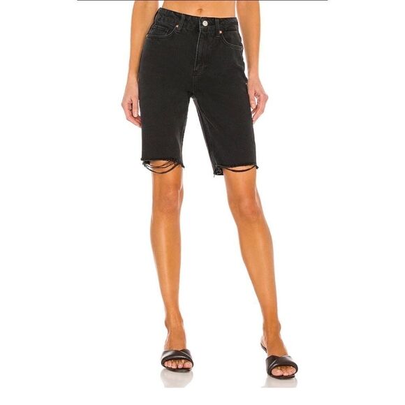 PAIGERobbie High Rise Short in Black Meadow With Stringy Hem25NWT
